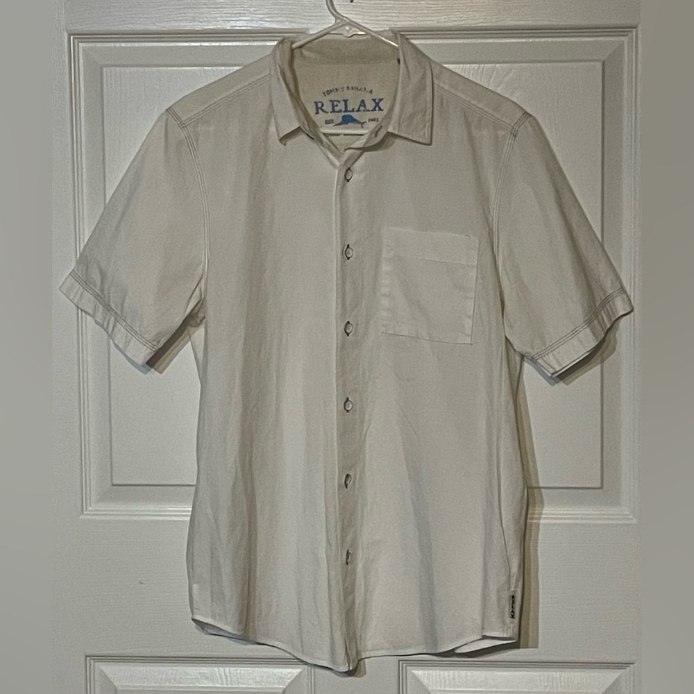 Tommy Bahama Men’s Relax Button Up Shirt - White Textured Size S - 100% Cotton